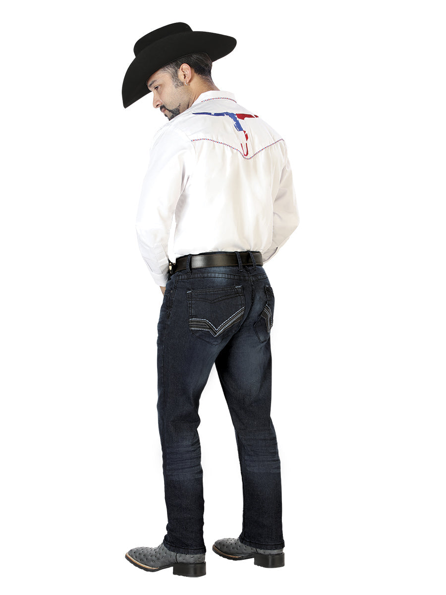 el Señor de los Cielos Bordado Camisa Blanco/rojo 126672