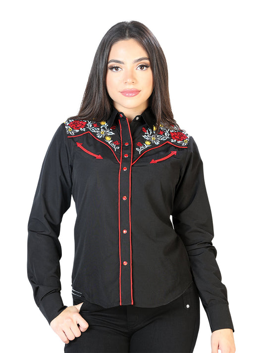 Camisa Vaquera de Mujer El Señor de los Cielos Bordada en 65% Poliéster 35% Algodón Color Negro 126685