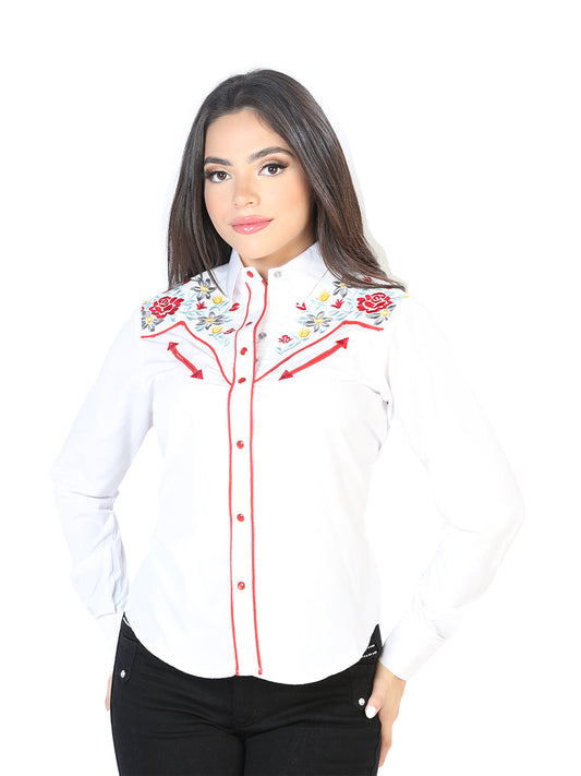 Camisa Vaquera de Mujer El Señor de los Cielos Bordada en 65% Poliéster 35% Algodón Color Blanco 126686
