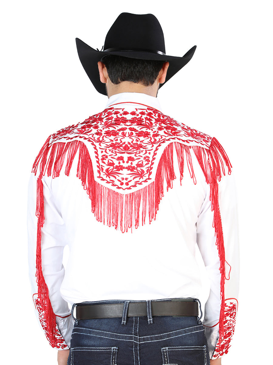 el Señor de los Cielos Bordado Camisa Blanco/rojo 126708