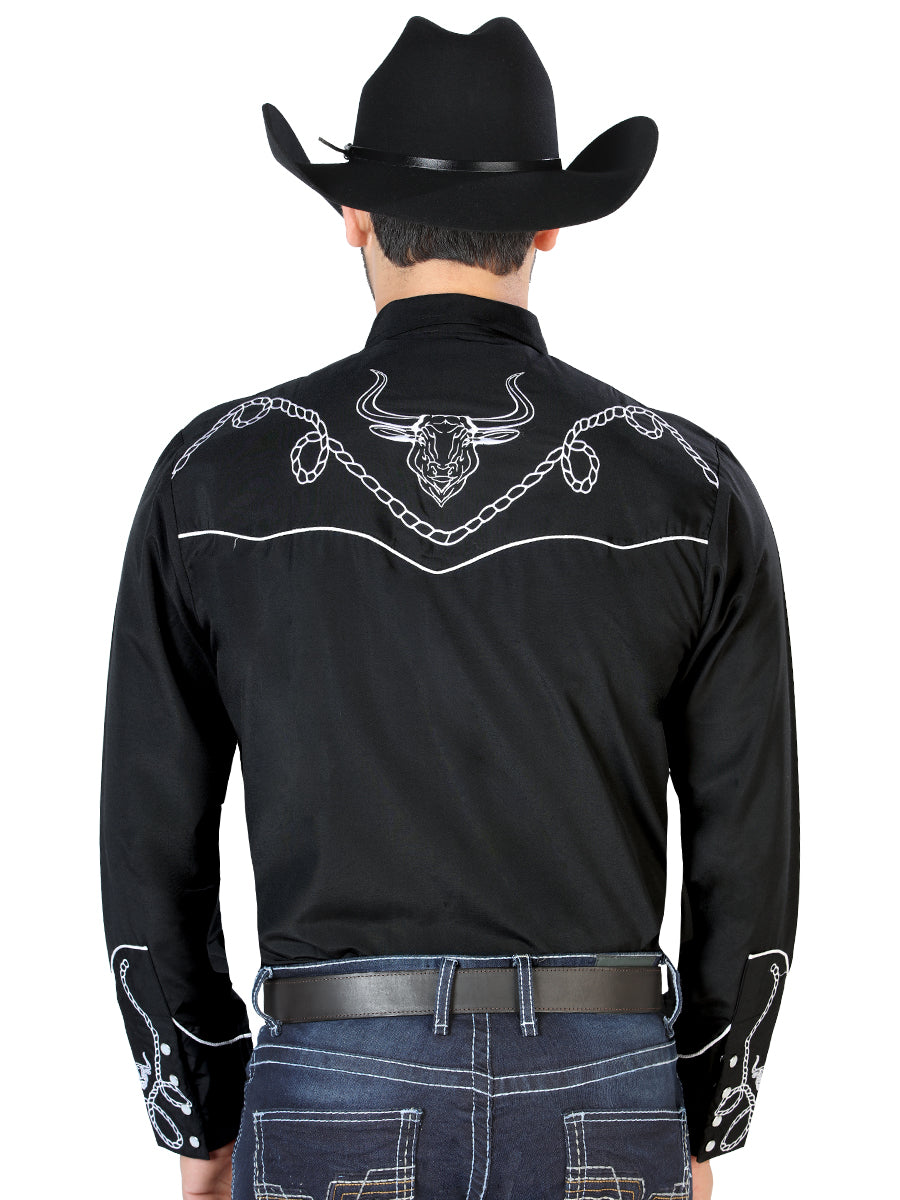 el Señor de los Cielos Bordado Camisa Negro/blanco 126711