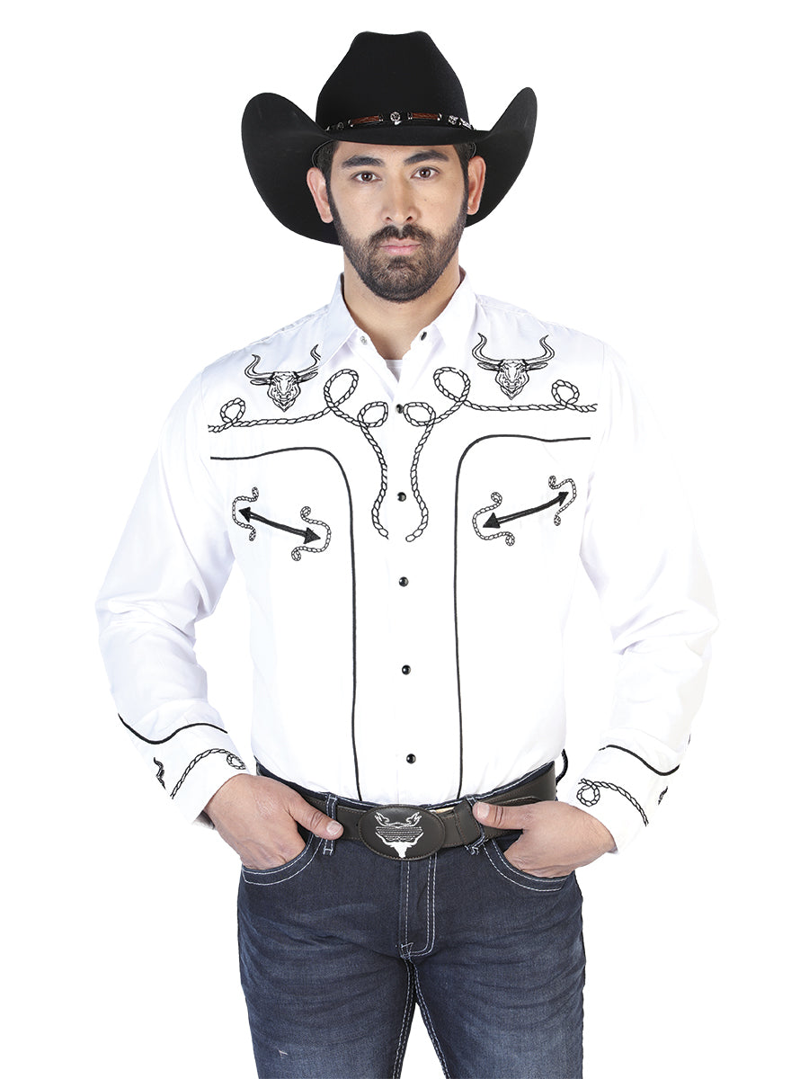 el Señor de los Cielos Bordado Camisa Blanco/negro 126712