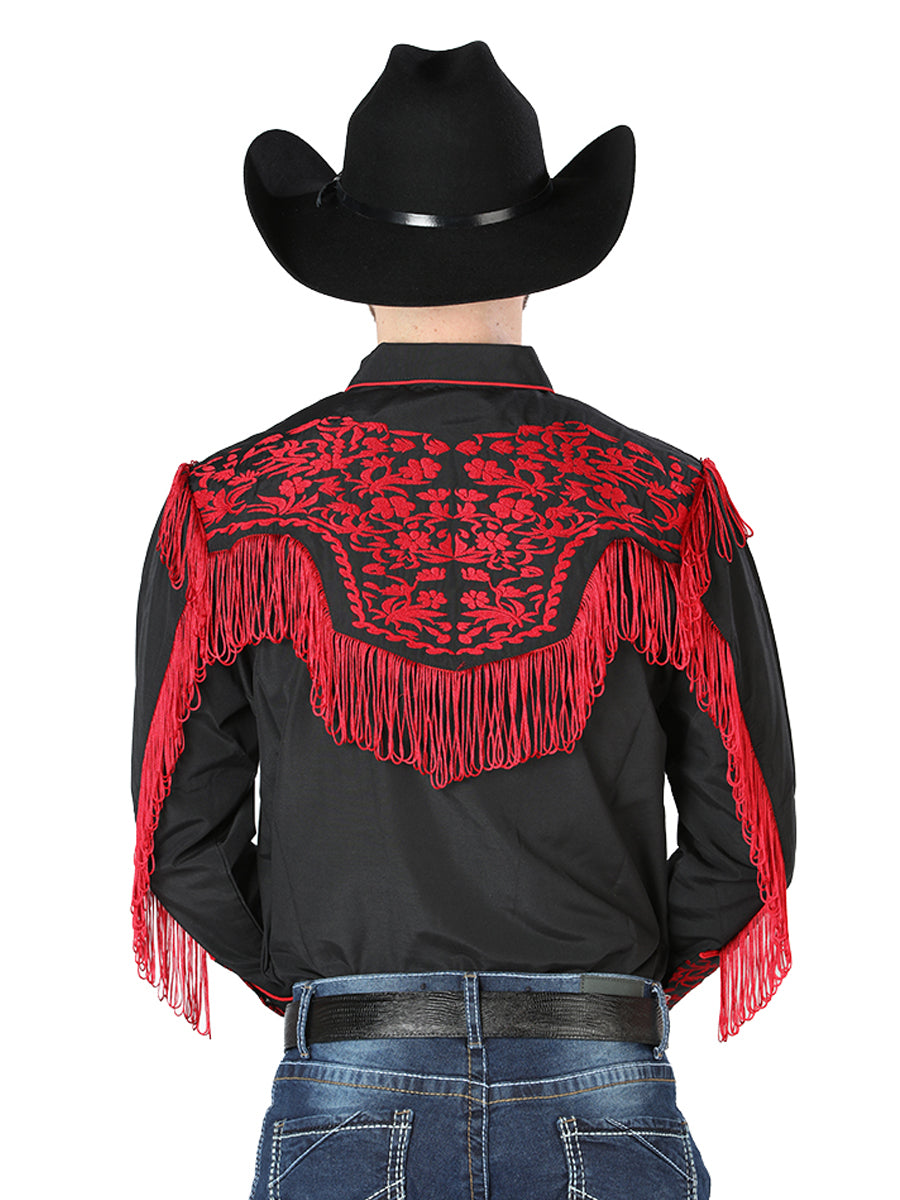 el Señor de los Cielos Bordado Camisa Negro/rojo 126726