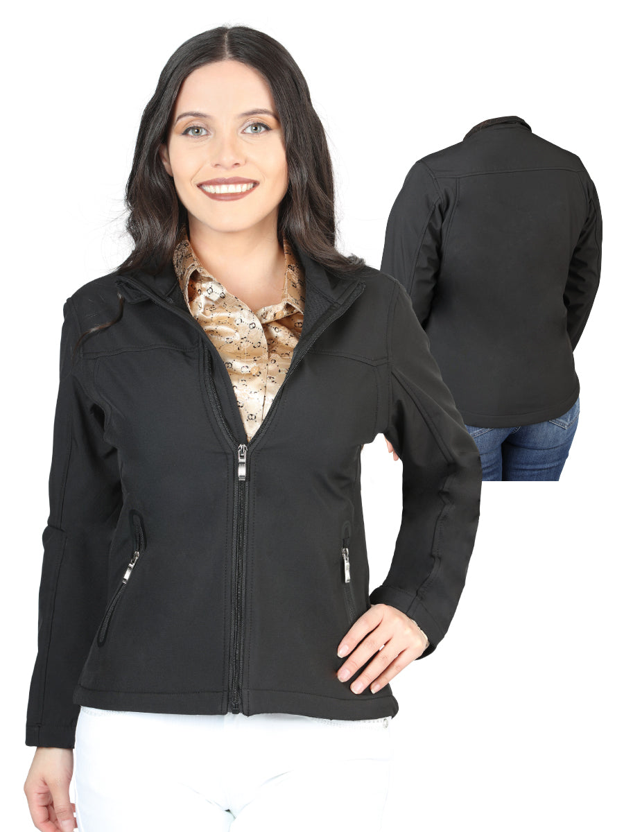 Dama Zipper Chamarra Negro 127081