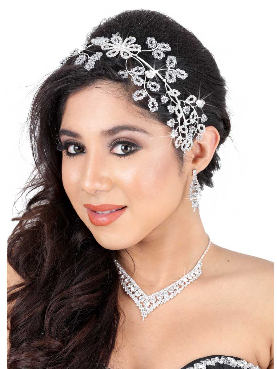 Tocados de Quinceañera Mis Xv Primaveras D.3 Crystal Plata Color Cristal 600012