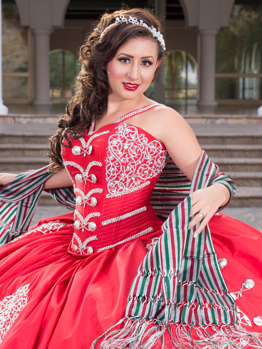 Vestido de Mujer El General CH-06 en 100% Poliéster Color Rojo/Plata 600015