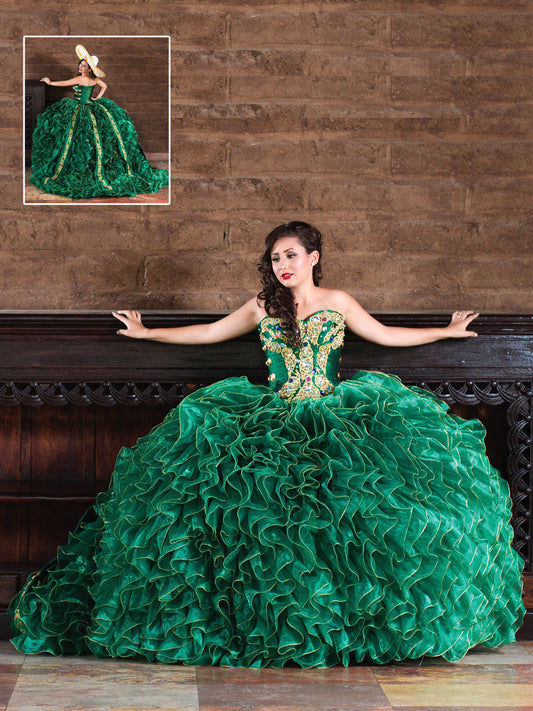 Vestido de Mujer El General CH-05 en 100% Poliéster Color Verde/Dorado 600022