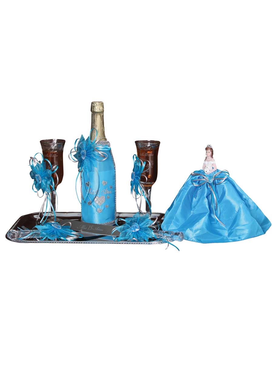 Set De Brindis Mis Xv Primaveras Corazones Varios Turquesa
