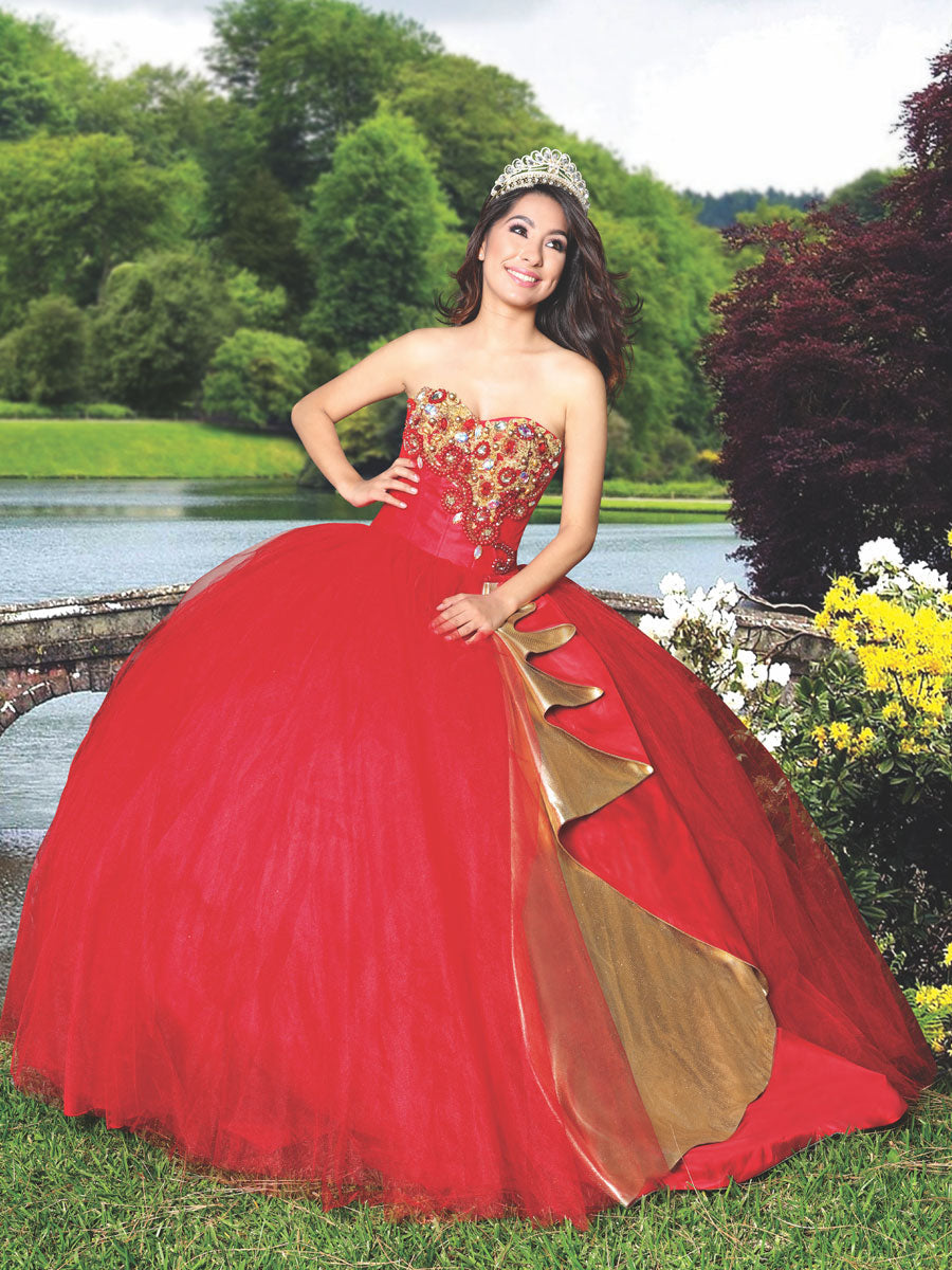 Vestido De QuinceañEra Joanini Col B 04 % Rojo/Oro