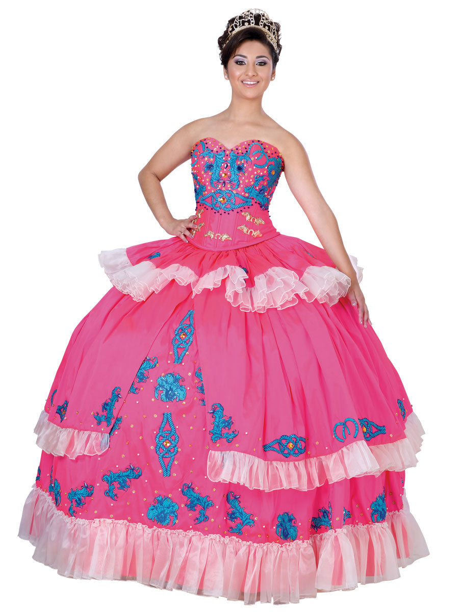 Vestido De QuinceañEra Joanini Ch % Polyester Rosa Neon/Azul Rey