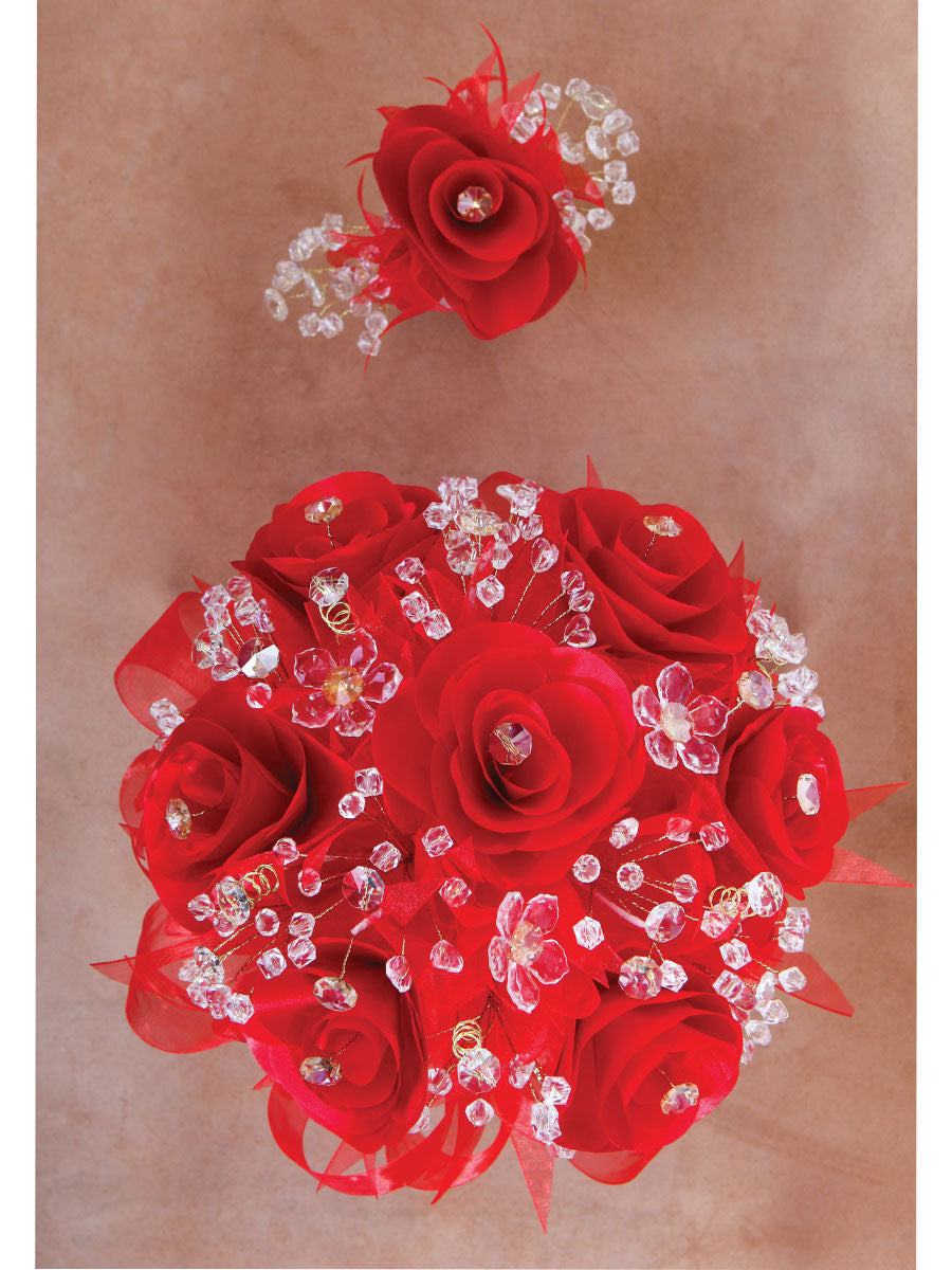 Juego De Velas Ramo Mis Xv Primaveras AcríLico/Satinado Rojo/Oro