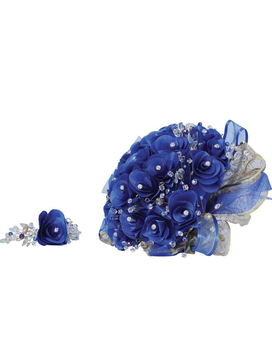 Ramos Quinceañeras Mis Xv Primaveras Rosal Combinado Acrylic/Satin Azul Rey/Oro 600860
