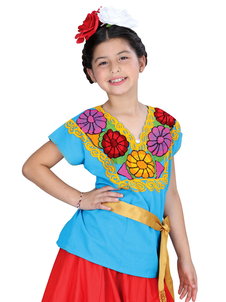 Blusa Mexico Artesanal Zinacantan 100% Algodon Azul 601279