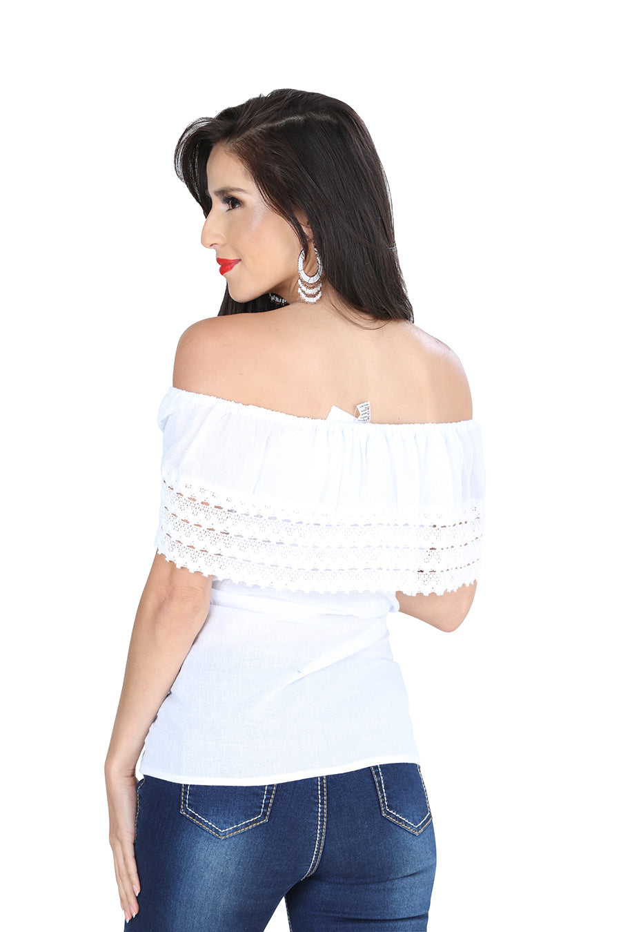 Blusa Mexico Artesanal Campesina Olan 50% , %50 Blanca