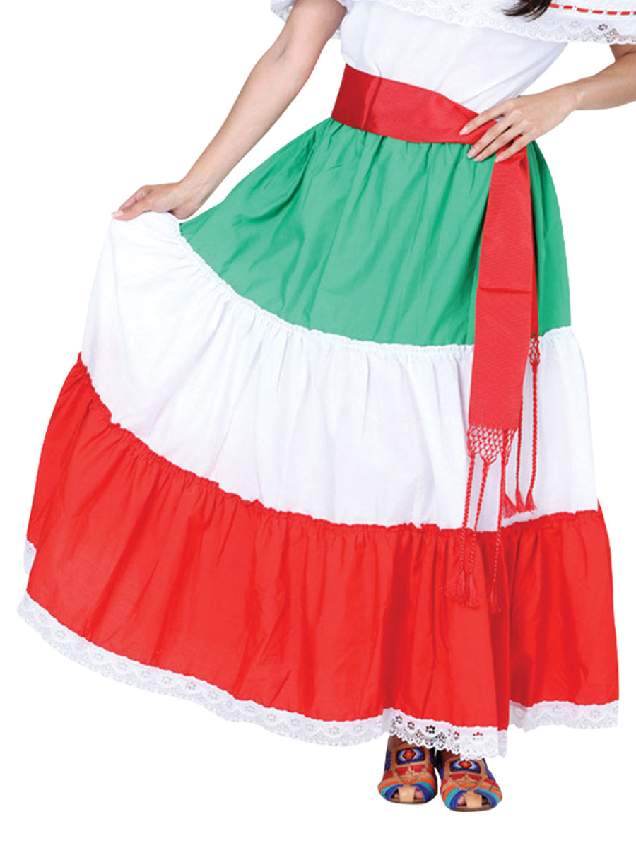 Falda Mexico Artesanal Tricolor Olan % Tricolor