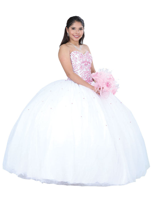 Vestido de Mujer Mis XV Primaveras en Tela Color Blanco 601342