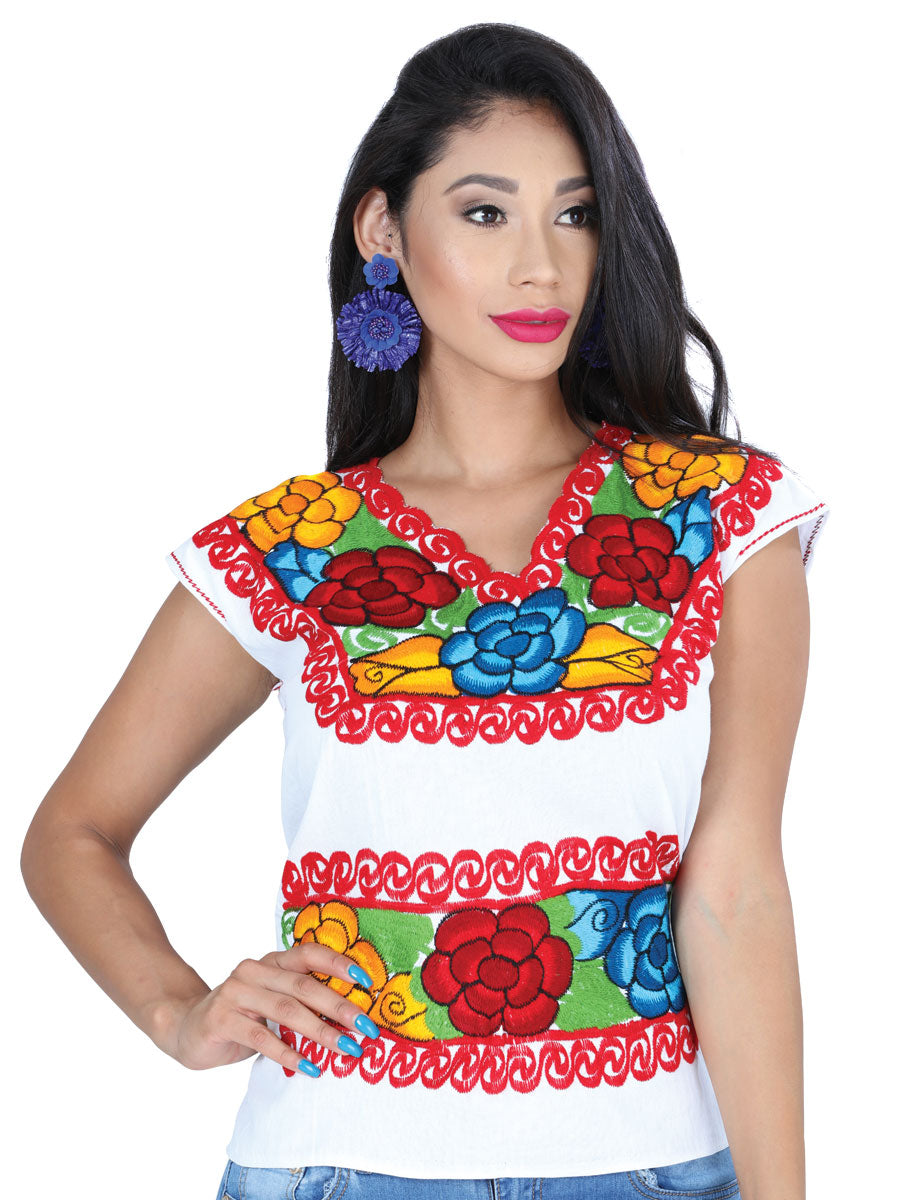 Blusa Campesina Mis Xv Primaveras Bls Camp Flr2 % Blanco/Rojo