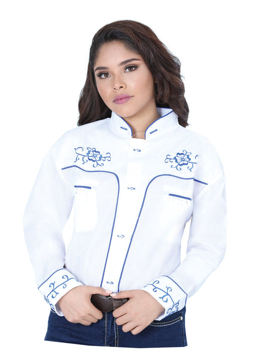 Camisa Casual de Niño Mis XV Primaveras Cam-flr-h Charro en 100% Poliéster Color Blanco/Azul 601471