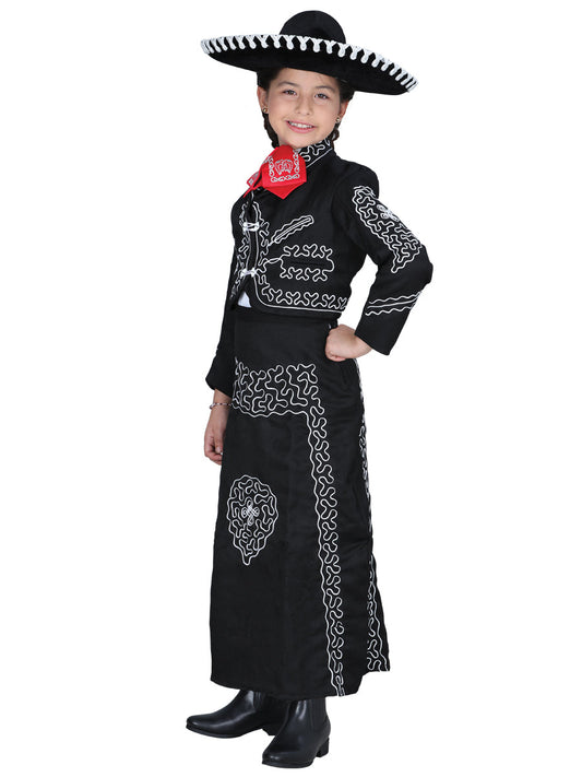 Vestido de Niña Mis XV Primaveras Trj-ctll-n Charro en 100% Poliéster Color Negro/Blanco 601489