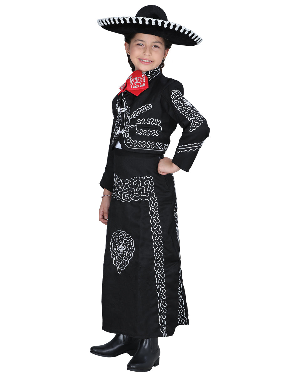 Vestido de Niña Mis XV Primaveras Trj-ctll-n Charro en 100% Poliéster Color Negro/Blanco 601489