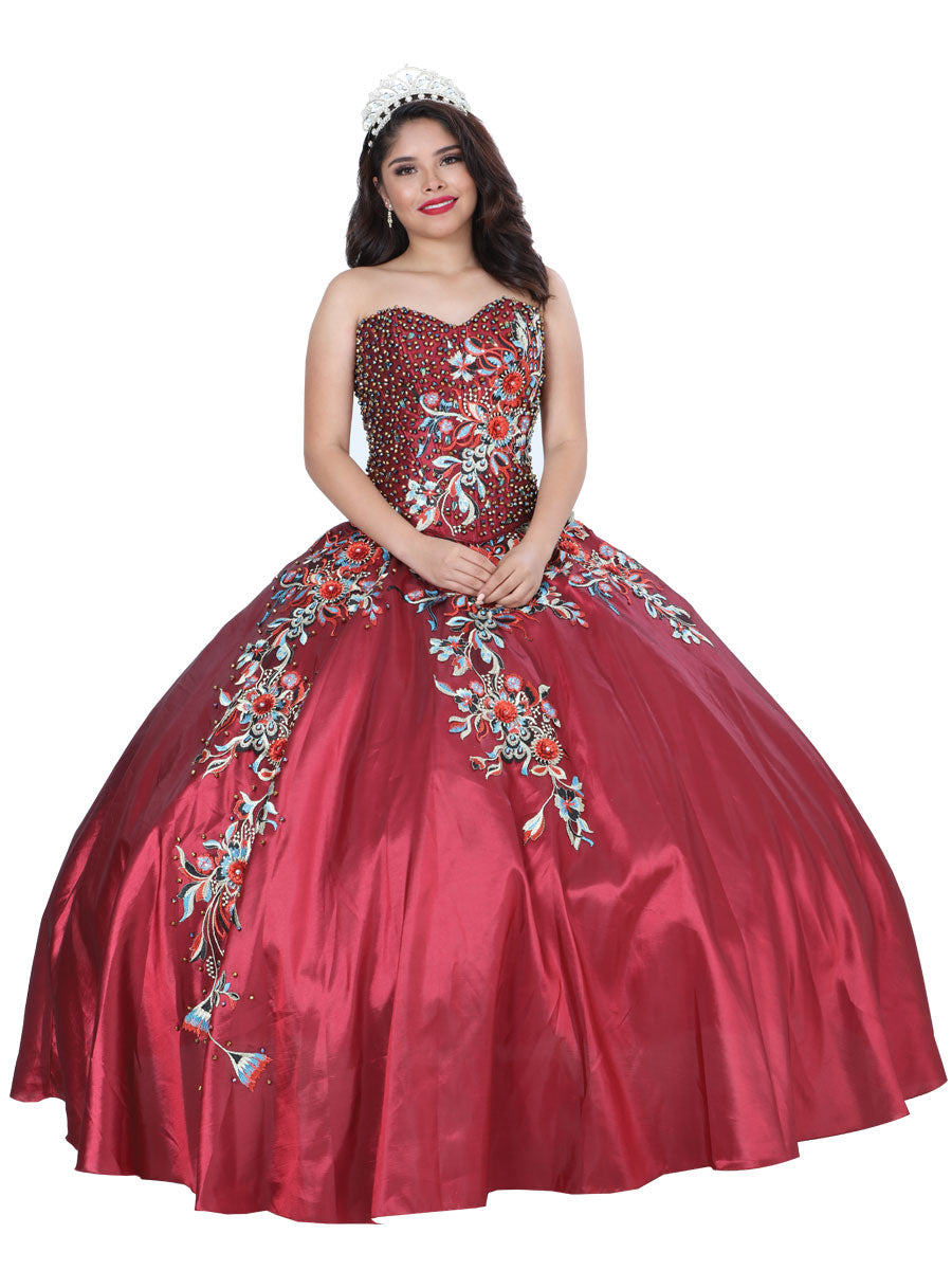 Vestido De QuinceañEra Mis Xv Primaveras Ss1804 Tafeta Vino