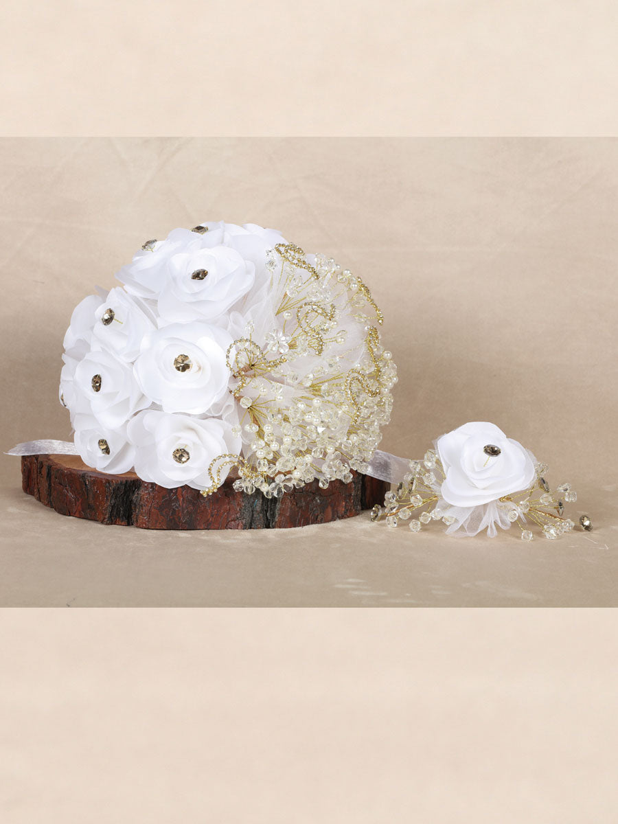 Ramo Ramo Mis Xv Primaveras Cha Ram Xv Satin/Liston/Cristal Blanco/Oro