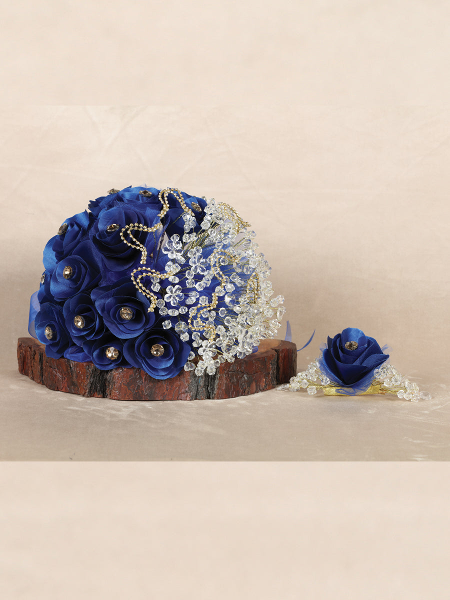 Ramo Ramo Mis Xv Primaveras Cha-Ram-Xv Satin/Liston/Cristal Azul Rey/Oro 601566
