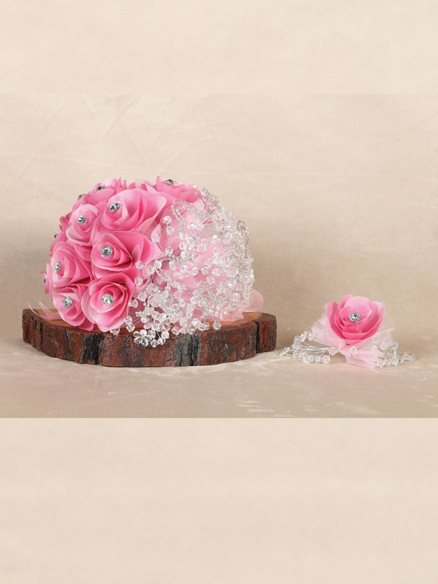 Ramo Ramo Mis Xv Primaveras Cha Ram Xv Satin/Liston/Cristal Rosa/Plata