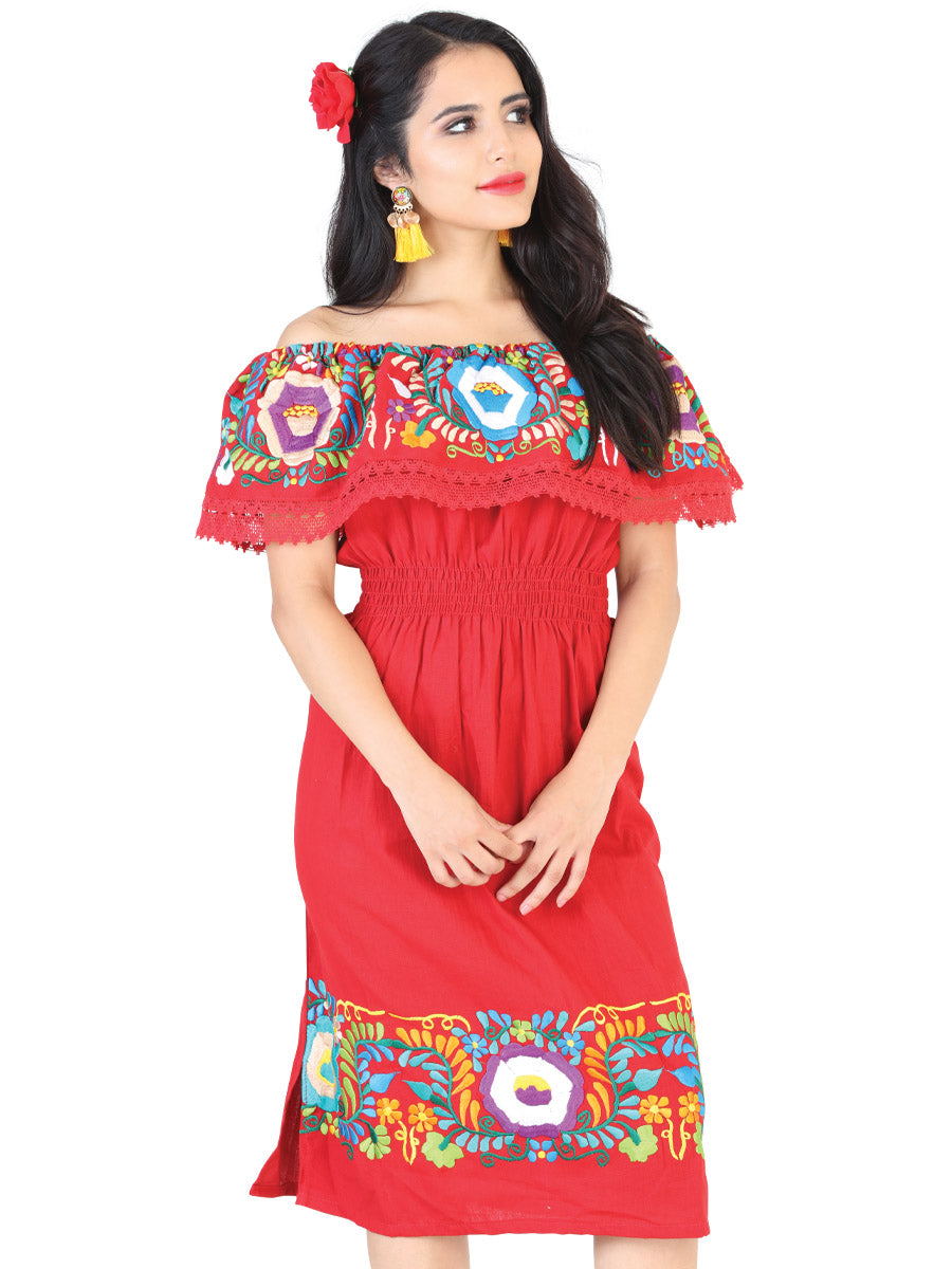 Vestido Campesino Mis Xv Primaveras Primavera Olan 50% 50% Rojo
