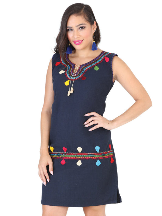 Vestido de Mujer México Artesanal Bordada Artesanal en 50% Algodón 50% Poliéster 601979