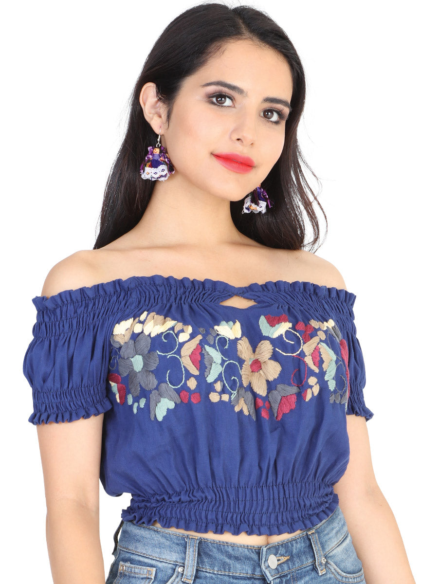 Camisa Casual de Mujer México Artesanal Bordada Artesanal en 100% Algodón 601985
