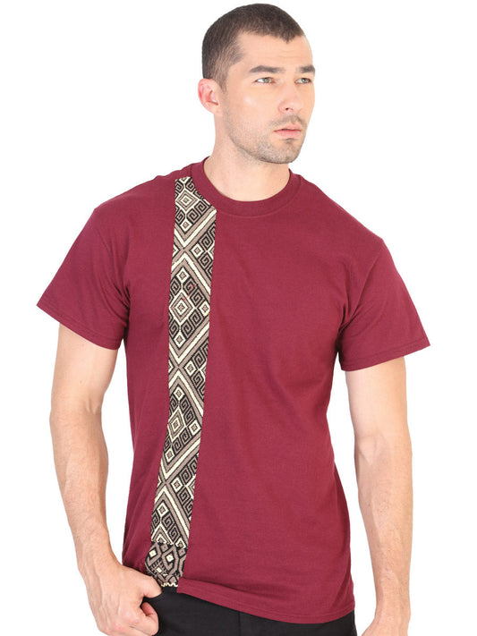 Playera de Hombre México Artesanal en 50% Algodón 50% Poliéster Color Vino 601991