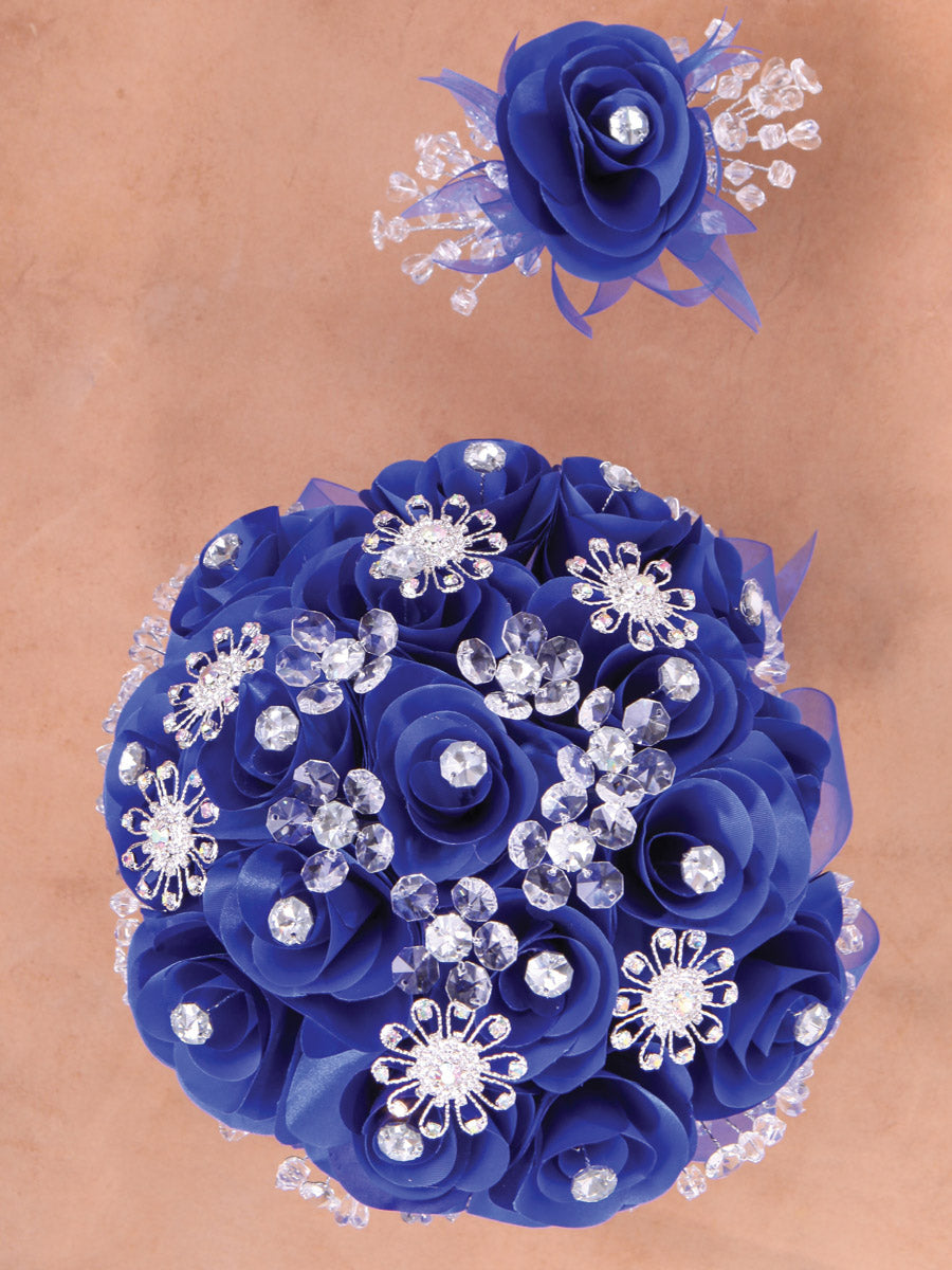 Juego De Velas Ramo Mis Xv Primaveras AcríLico/Satinado Azul Rey/Plata
