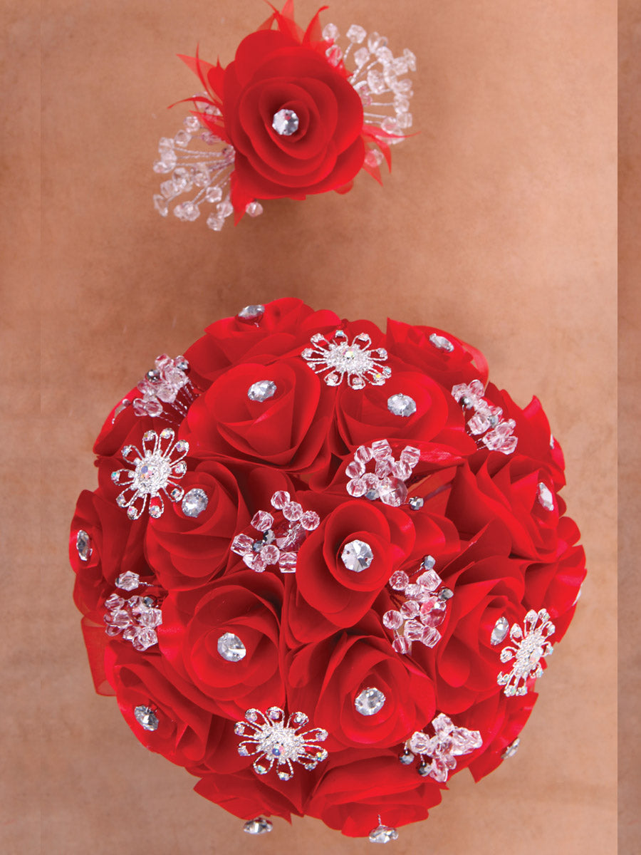 Juego De Velas Ramo Mis Xv Primaveras AcríLico/Satinado Rojo/Plata