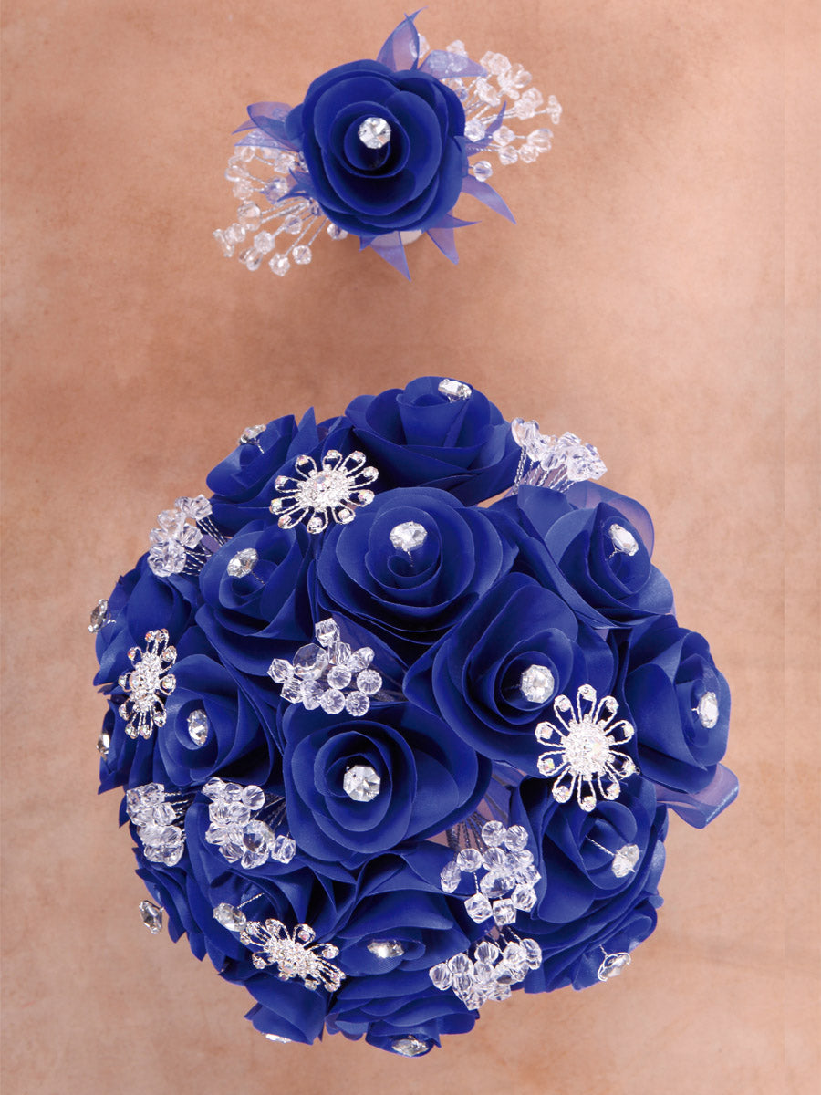 Juego De Velas Ramo Mis Xv Primaveras AcríLico/Satinado Azul Rey/Plata