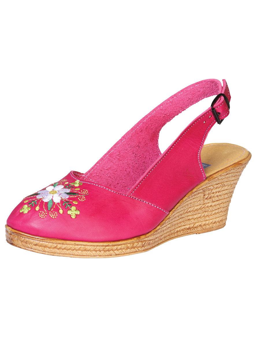 Piel Huarache Plataforma Mexico Artesanal Bordado Fiuscha