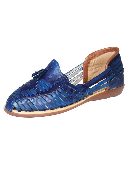 Huarache Mocasín de Mujer México Artesanal Motita/panchito Artesanal en Piel Color Azul Rey 602365