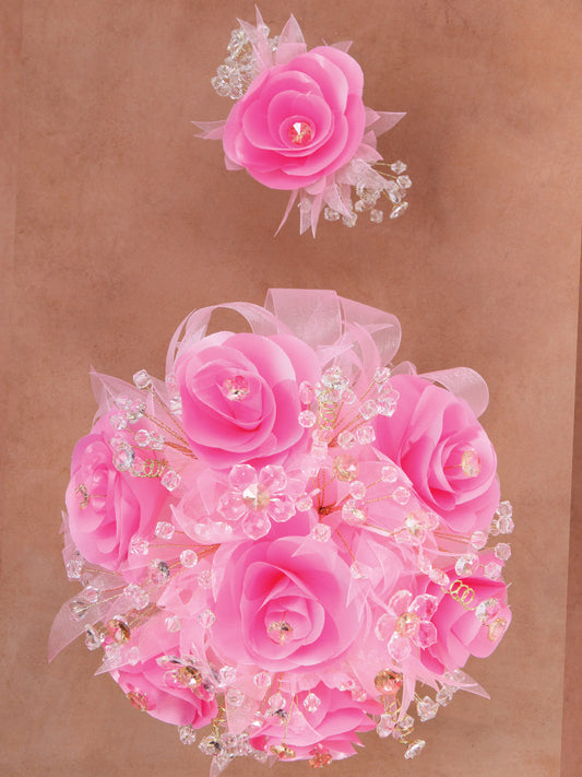Ramo para XV Años Mis XV Primaveras en Acrílico Satinado Color Rosa/Oro 602396