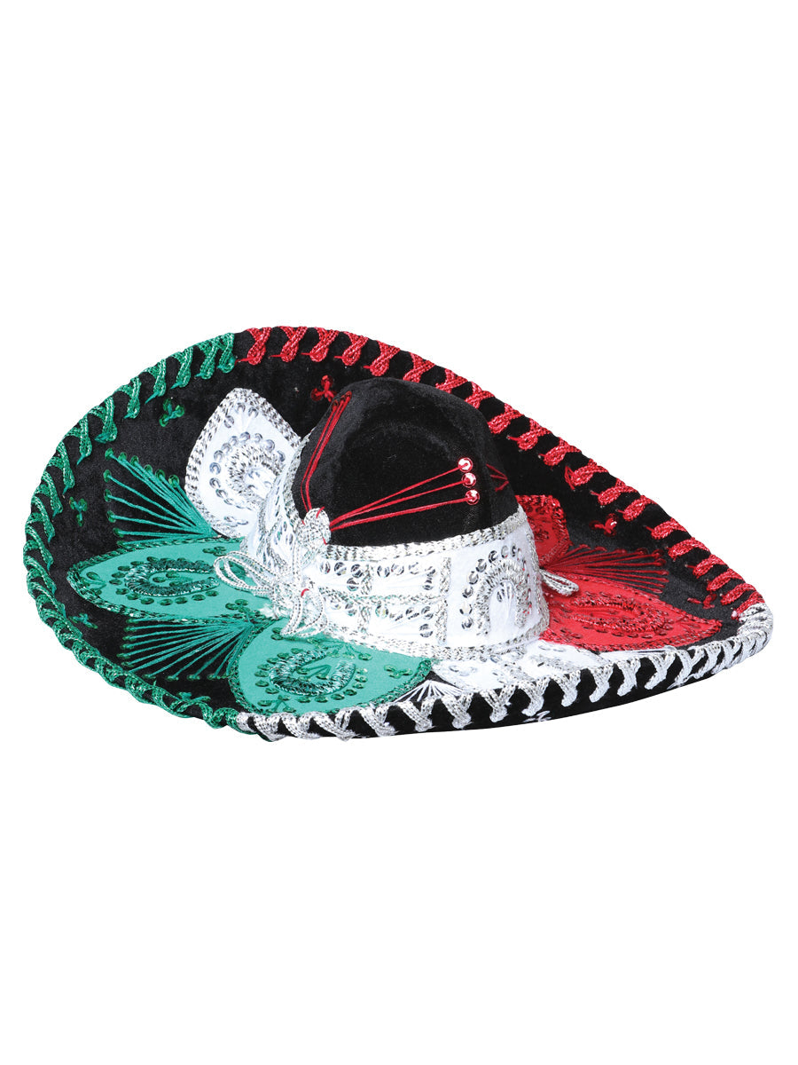 Sombrero Charro Velvet Tricolor Mexico Artesanal