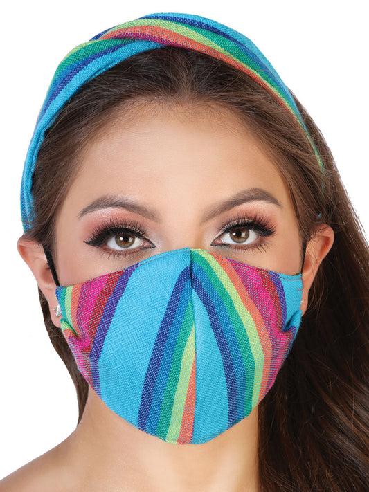 Diadema de Mujer México Artesanal Cubrebocas/turbante Artesanal en 100% ACRILAN Color Azul 602646