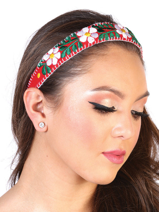 Diadema de Mujer México Artesanal ZAM-24 Artesanal en MANTA 100% Algodón Color Rojo 602657