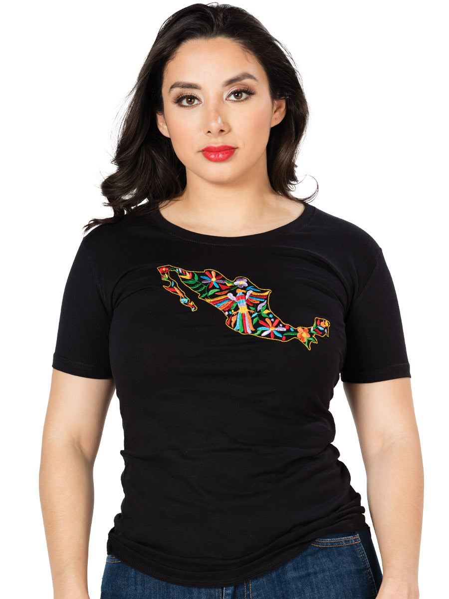 Playera de Mujer México Artesanal LCBM5 Bordada Artesanal Color Negro 602754
