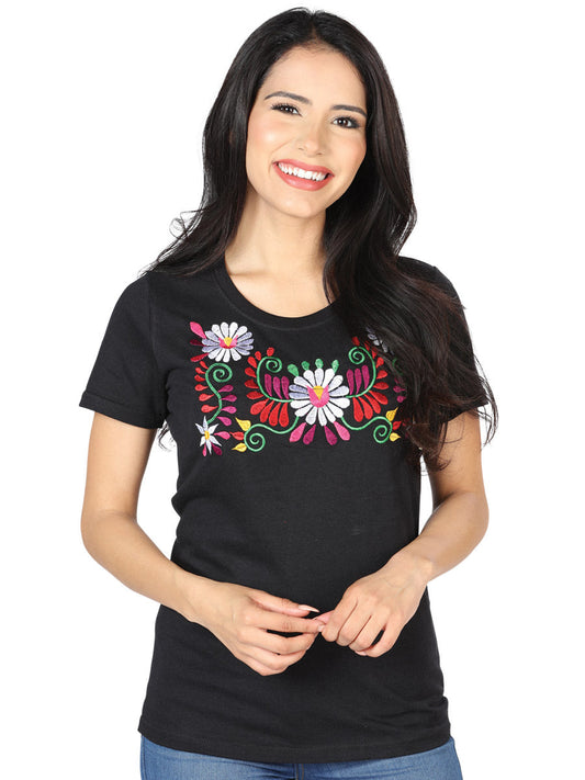 Playera de Mujer México Artesanal LCFC2 Bordada Artesanal Color Negro 602756