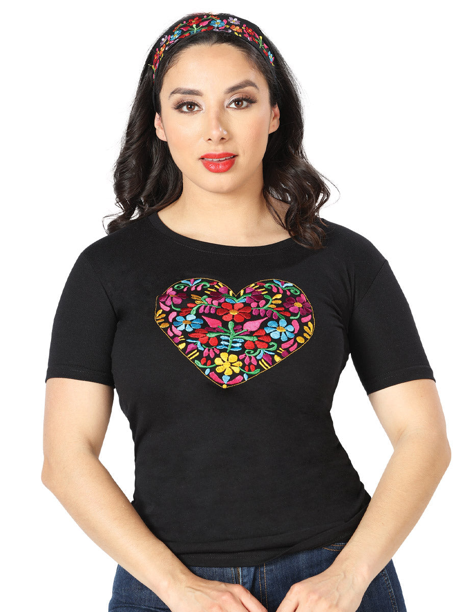 Playera de Mujer México Artesanal LCBR4 Bordada Artesanal Color Negro 602764