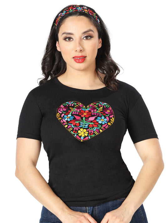Playera de Mujer México Artesanal LCBR4 Bordada Artesanal Color Negro 602764