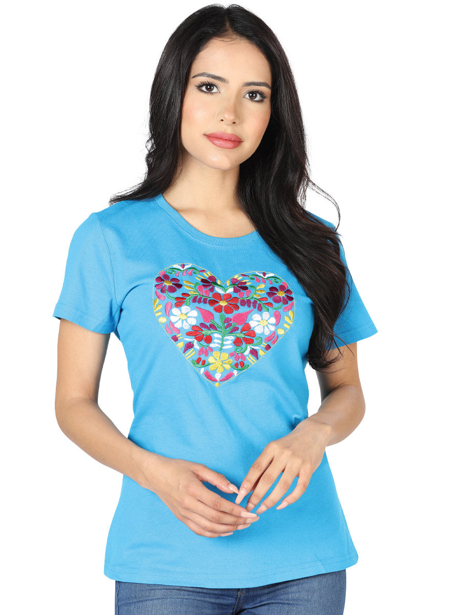 Playera M/ Corta Mexico Artesanal Lcbr4 Turqueza 602765