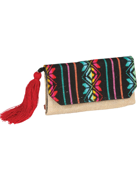 Bolsa de Mujer México Artesanal SK-B038 Yute/cambaya Artesanal Color Negro 603025