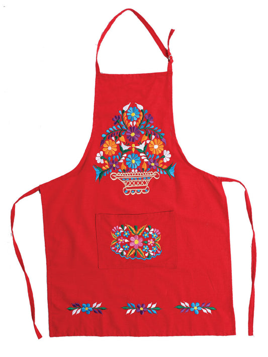 Mexicano Artesanal Bordado Apron 100% Algodón Rojo México Artesanal Bordada Artesanal en 100% Algodón Color Rojo 603157
