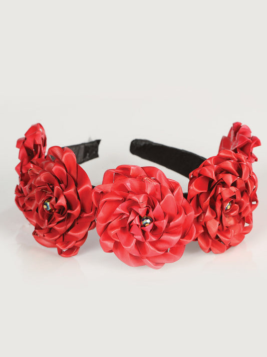 Diadema de Mujer México Artesanal en 100% PALMA Color Rojo 603205
