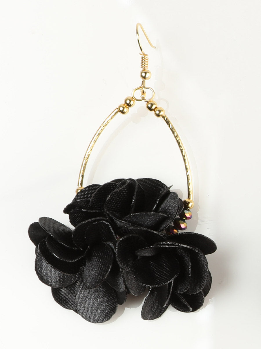 Aretes MéXico Artesanal Flor Chapa De Oro Chapa De Oro Negro